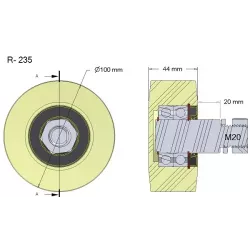 Rodillo n.º 235 – rodillo de plástico Ø100 mm para máquinas Wuhlmaus | OEM Wuhlmaus 000.03.030.00 | fabricante KiJ