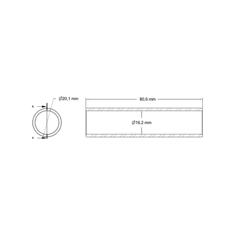 Casquillo reductor 20×16×80 – repuesto para máquinas ROPA | OEM ROPA 110091104 | fabricante KiJ