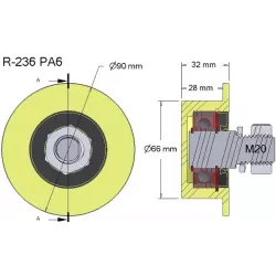 Rodillo n.º 236 – rodillo de plástico Ø66 mm para máquinas Wuhlmaus | fabricante KiJ