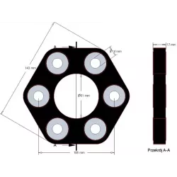 Disco elástico Claas 143 – acoplamiento elástico para máquinas Claas | OEM Claas 0623.4106, 06234106, 11106031112 | fabricante KiJ