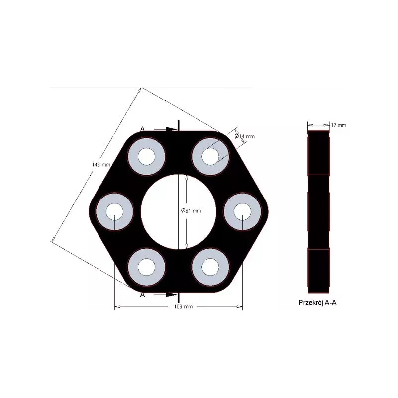 Disco elástico Claas 143 – acoplamiento elástico para máquinas Claas | OEM Claas 0623.4106, 06234106, 11106031112 | fabricante KiJ