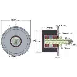 Rodillo n.º 8a – rodillo de apoyo de acero y goma Ø100 mm para máquinas Grimme | OEM Grimme 088.00324, 200.46340, 200.11197 | fabricante KiJ