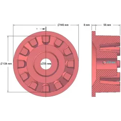 Rodillo n.º 16a – rodillo motriz de fundición Ø124 mm para máquinas Grimme | OEM Grimme 001.00524 | fabricante KiJ