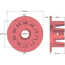 Rodillo n.º 64 – rodillo motriz de fundición Ø101 mm para máquinas Grimme | OEM Grimme 006.00068, 006.00069, 006.00550 | fabricante KiJ