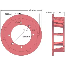 Rodillo n.º 127 – rodillo motriz de fundición Ø250 mm, paso 40 mm, para máquinas Grimme | OEM Grimme 006.00059, 006.00347, 006.00722 | fabricante KiJ