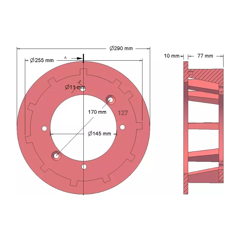 Rodillo n.º 127 – rodillo motriz de fundición Ø250 mm, paso 40 mm, para máquinas Grimme | OEM Grimme 006.00059, 006.00347, 006.00722 | fabricante KiJ