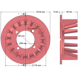 Rodillo n.º 104 – rodillo motriz de fundición Ø178 mm, paso 35 mm, para máquinas Grimme | OEM Grimme 006.00030 | fabricante KiJ