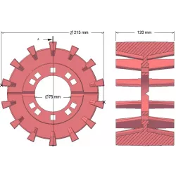 Rodillo n.º 198 – rodillo motriz de fundición Ø215 mm, paso 50 mm, para máquinas Grimme Maxtron | OEM Grimme 003.00135 | fabricante KiJ