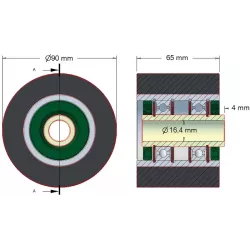 Rodillo n.º 30 – rodillo de acero y goma Ø90 mm para máquinas ROPA | OEM ROPA 252020, 1131021828, 1131029638 | fabricante KiJ