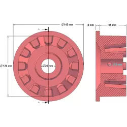 Rodillo n.º 16 – rodillo motriz de fundición Ø124 mm para máquinas Grimme | OEM Grimme 001.00067, 001.00524, 006.00236 | fabricante KiJ