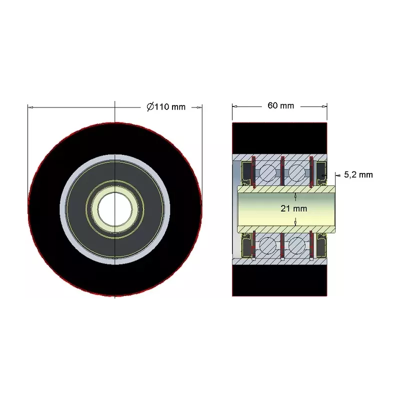 Rodillo n.º 185 – rodillo de acero y goma Ø110 mm para máquinas Holmer | OEM Holmer 1130010045 | fabricante KiJ