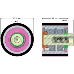 Rodillo n.º 186 – rodillo de acero y goma Ø110 mm para máquinas Holmer | OEM Holmer 1131033189, 1203045858 | fabricante KiJ