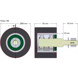 Rodillo n.º 189 – rodillo de apoyo de acero y goma Ø90 mm para máquinas Holmer | OEM Holmer 1131002796 | fabricante KiJ