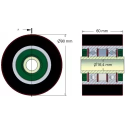 Rodillo n.º 197 – rodillo portante de acero y goma Ø90 mm | fabricante KiJ