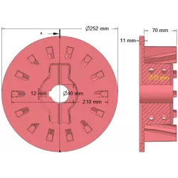 Rodillo n.º 39 – rodillo motriz de fundición Ø210 mm, paso 50 mm, para máquinas Holmer | OEM Holmer 1057000829 | fabricante KiJ