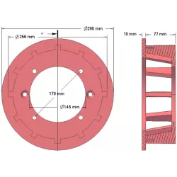 Rodillo n.º 102 – rodillo motriz de fundición Ø256 mm, paso 35 mm, para máquinas Grimme | OEM Grimme 006.00058, 006.00638 | fabricante KiJ