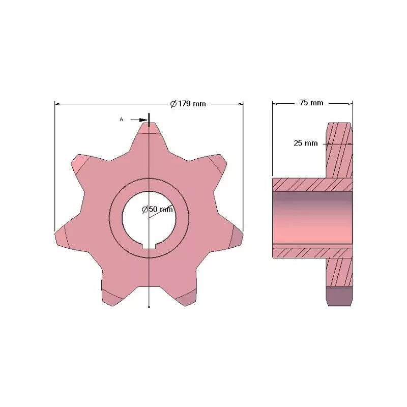 Rodillo n.º 222 – rodillo motriz de acero Ø179 mm | OEM 1079022238 | fabricante KiJ