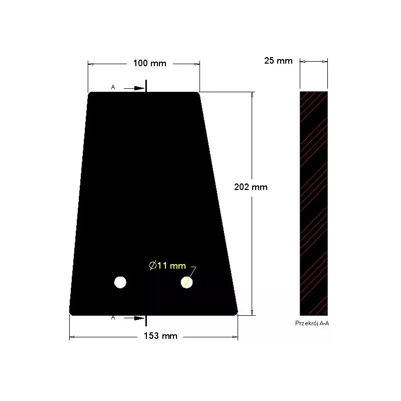 Paleta de goma de alimentación forzada – elemento de goma para máquinas Holmer | OEM Holmer 1054023786, 1054019884, 1054011451 | fabricante KiJ