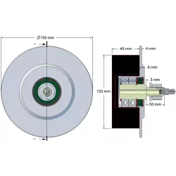 Rodillo n.º 7 – rodillo de apoyo de acero y goma Ø120 mm para máquinas Grimme | OEM Grimme 200.11805 | fabricante KiJ