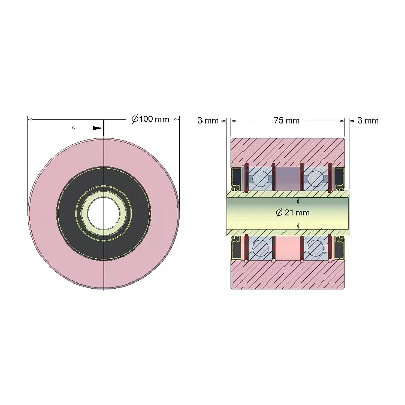 Rodillo n.º 187 – rodillo de apoyo de acero Ø100 mm para máquinas ROPA | OEM ROPA 252062 | fabricante KiJ