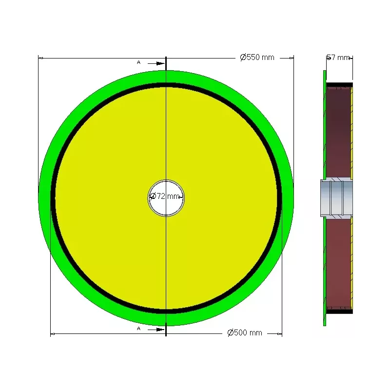 Rodillo n.º 191 – rodillo guía de acero y goma Ø500 mm para máquinas Holmer | OEM Holmer 1130015443 | fabricante KiJ