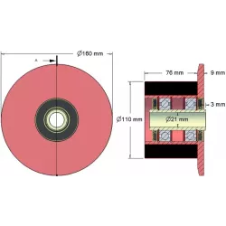 Rodillo n.º 23 – rodillo de apoyo de acero y goma Ø110 mm para máquinas ROPA | OEM ROPA 252066 | fabricante KiJ