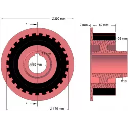 Rodillo n.º 29 – rodillo de fundición y goma Ø170 mm | fabricante KiJ