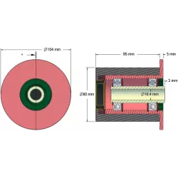 Rodillo n.º 108 – rodillo de apoyo de acero y goma Ø80 mm para máquinas Grimme | OEM Grimme 200.50894, 200.92919 | fabricante KiJ