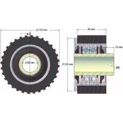 Rodillo n.º 135 – rodillo de acero y goma Ø120 mm | fabricante KiJ