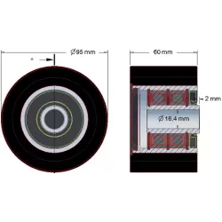Rodillo n.º 188 – rodillo de acero y goma Ø95 mm para máquinas ROPA | OEM ROPA 252096 | fabricante KiJ