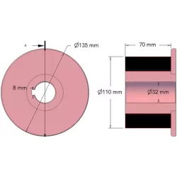 Rodillo n.º 265 – rodillo motriz de acero y goma Ø110 mm para máquinas AVR | OEM AVR 202.16.90 | fabricante KiJ
