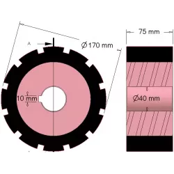 Rodillo n.º 266 – rodillo motriz de acero y goma Ø170 mm para máquinas AVR | OEM AVR 742.20.80 | fabricante KiJ