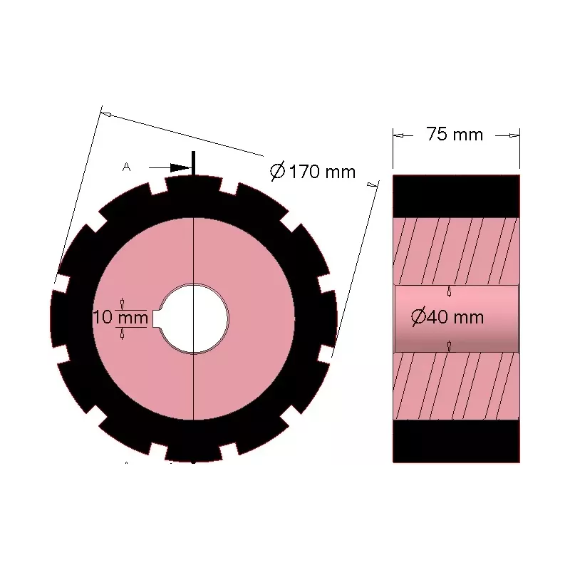 Rodillo n.º 266 – rodillo motriz de acero y goma Ø170 mm para máquinas AVR | OEM AVR 742.20.80 | fabricante KiJ