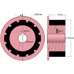 Rodillo n.º 267 – rodillo motriz de acero y goma Ø170 mm para máquinas AVR | OEM AVR 742.20.70 | fabricante KiJ