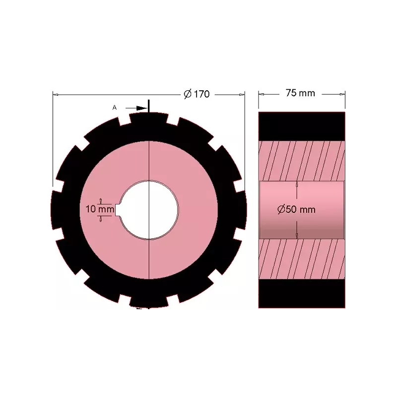 Rodillo n.º 271 – rodillo motriz de acero y goma Ø170 mm para máquinas AVR | OEM AVR 742.20.85 | fabricante KiJ