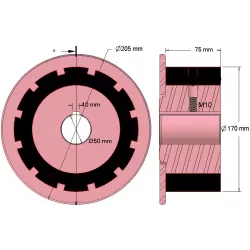 Rodillo n.º 272 – rodillo motriz de acero y goma Ø170 mm para máquinas AVR | OEM AVR 742.20.75 | fabricante KiJ