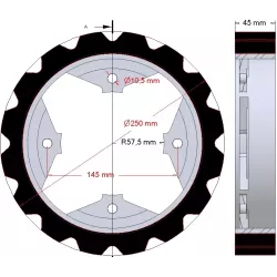 Rodillo n.º 274 – rodillo motriz de acero y goma Ø250 mm para máquinas Dewulf | OEM Dewulf 0000005328 | fabricante KiJ