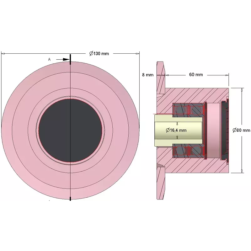 Rodillo n.º 275 – rodillo de apoyo de acero Ø80 mm, paso 64 mm, para máquinas Samon | fabricante KiJ