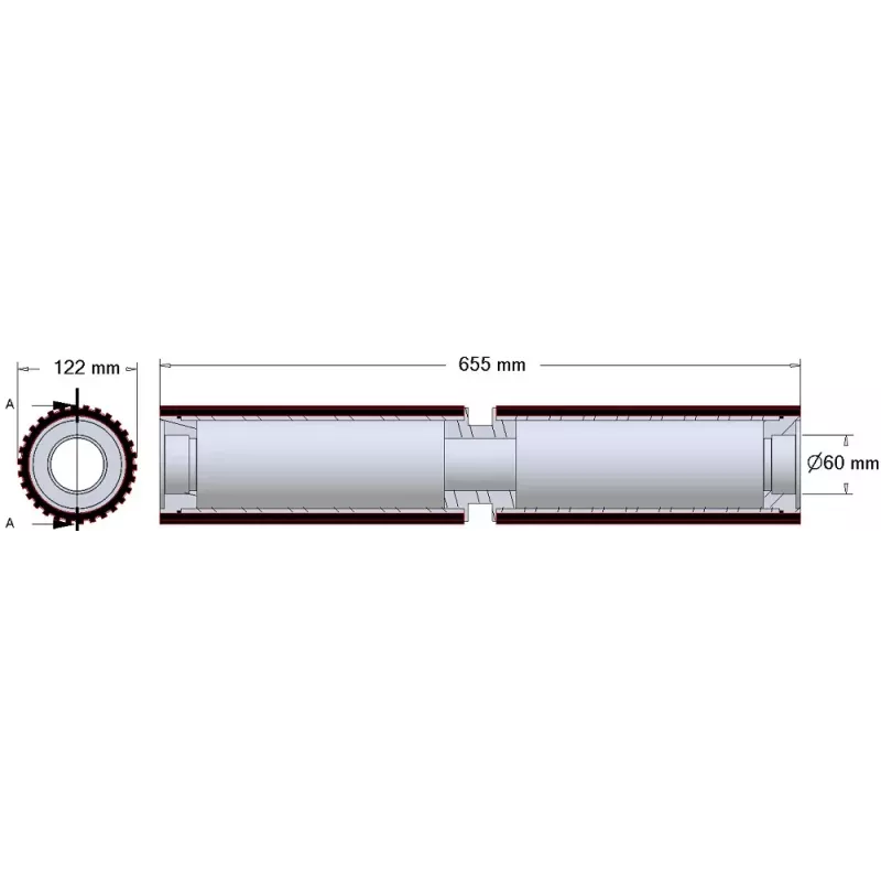 Rodillo n.º 277 – rodillo de acero y goma Ø122 mm para máquinas Ploeger | OEM Ploeger 184.221.00 | fabricante KiJ