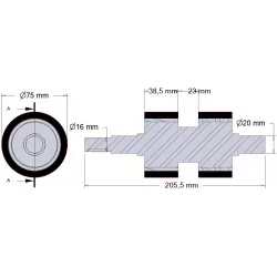 Rodillo n.º 278 – rodillo motriz de acero y goma para máquinas Ploeger | OEM Ploeger 161.545.01 | fabricante KiJ