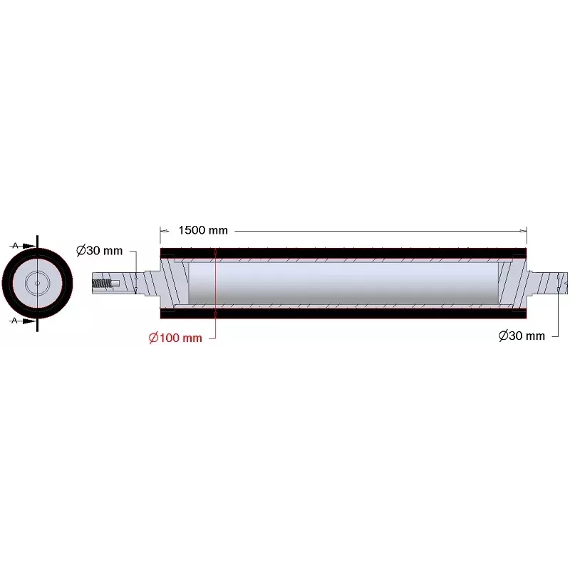 Rodillo n.º 282 – rodillo rascador de acero y goma Ø100 mm para máquinas AVR | OEM AVR 282.16.20 | fabricante KiJ