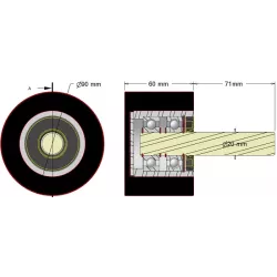 Rodillo n.º 294a – rodillo de apoyo de acero y goma Ø90 mm para máquinas Dewulf | fabricante KiJ