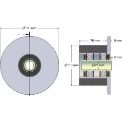 Rodillo n.º 23H – rodillo de apoyo de acero y goma Ø110 mm para máquinas Holmer | OEM Holmer 1130020688 | fabricante KiJ