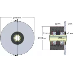 Rodillo n.º 24H – rodillo de apoyo de acero y goma Ø110 mm para máquinas Holmer | OEM Holmer 252061, 1130006938 | fabricante KiJ