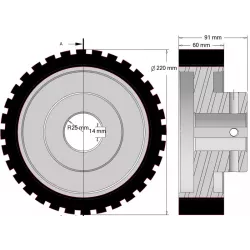 Rodillo n.º 333 – rodillo Ø220 mm para máquinas Wuhlmaus | fabricante KiJ