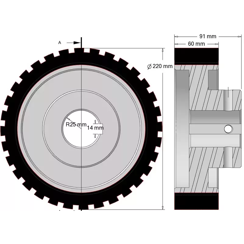 Rodillo n.º 333 – rodillo Ø220 mm para máquinas Wuhlmaus | fabricante KiJ