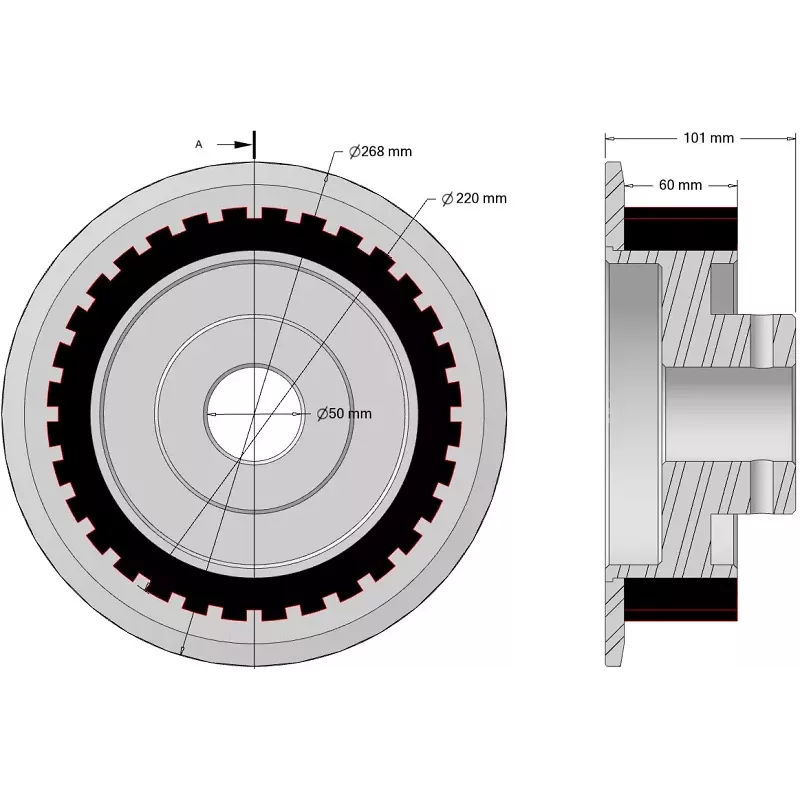 Rodillo n.º 334 – rodillo Ø220 mm para máquinas Wuhlmaus | fabricante KiJ