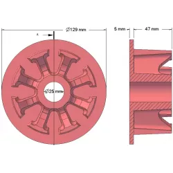 Rodillo n.º 27 – rodillo guía de fundición Ø103 mm para la cosechadora de patatas Anna Z644 | OEM Anna 5644-60-005, 090.60.013.02 | fabricante KiJ