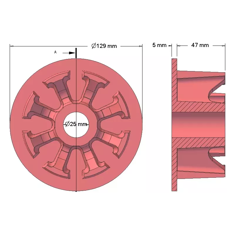Rodillo n.º 27 – rodillo guía de fundición Ø103 mm para la cosechadora de patatas Anna Z644 | OEM Anna 5644-60-005, 090.60.013.02 | fabricante KiJ