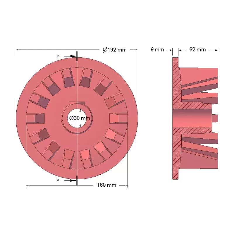 Rodillo n.º 28 – rodillo motriz de fundición Ø160 mm | fabricante KiJ